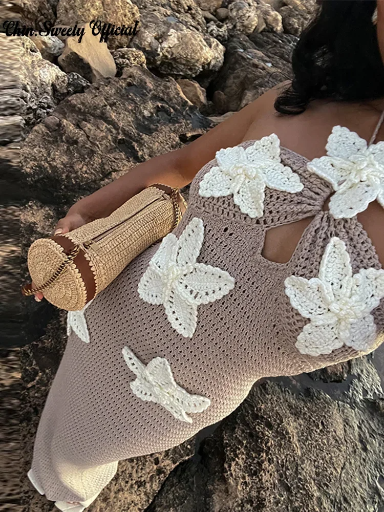 Isabella - Robe Mini Crocheted avec Fleurs