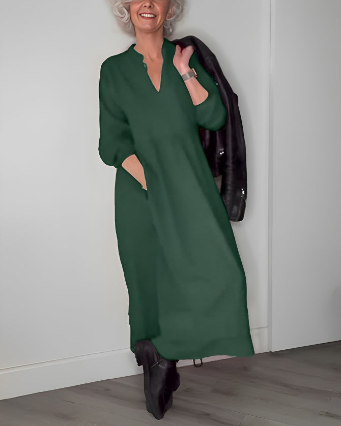 Nicole - Robe Longue Amincissante avec Décolleté en V