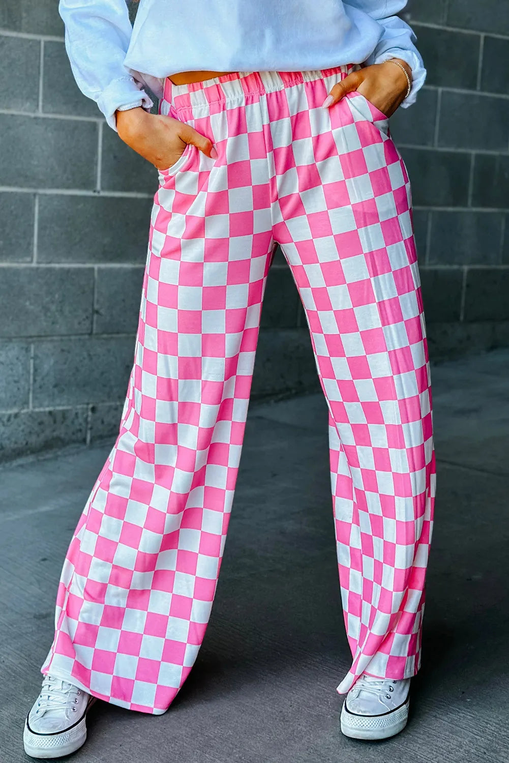 Emily – Pantalon à Jambes Amples à Carreaux