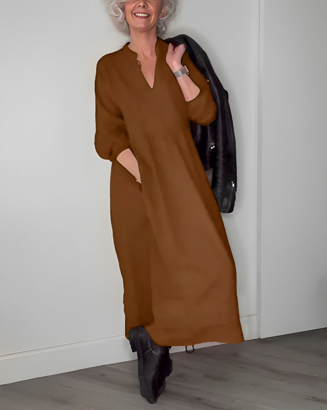 Nicole - Robe Longue Amincissante avec Décolleté en V