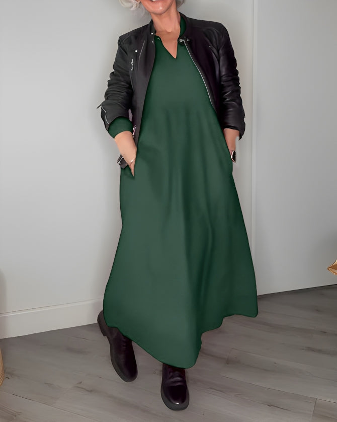 Nicole - Robe Longue Amincissante avec Décolleté en V