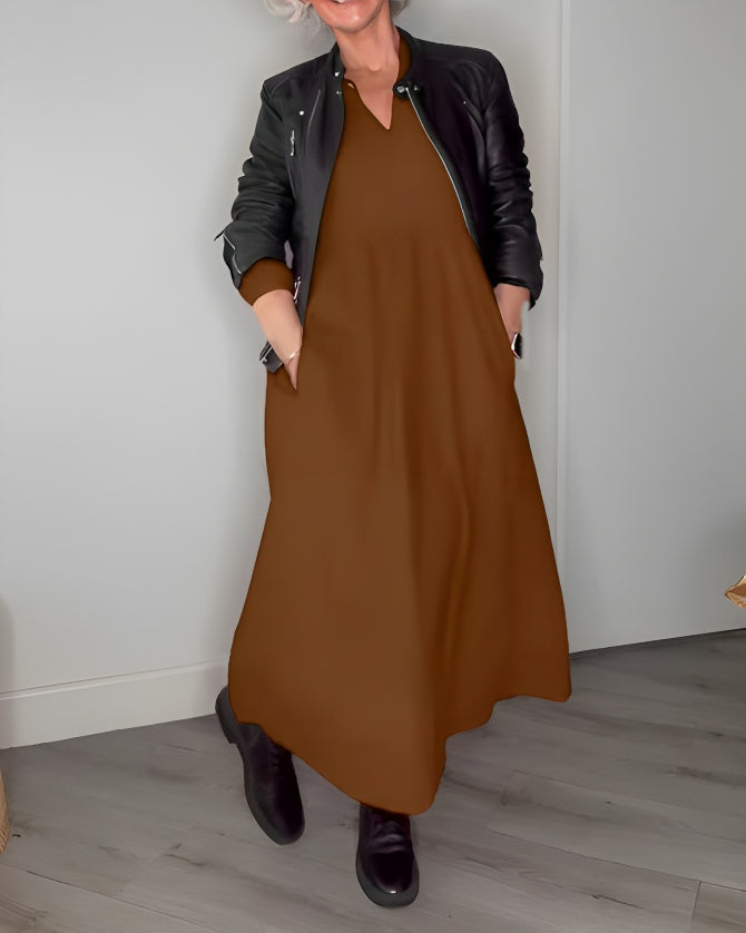 Nicole - Robe Longue Amincissante avec Décolleté en V