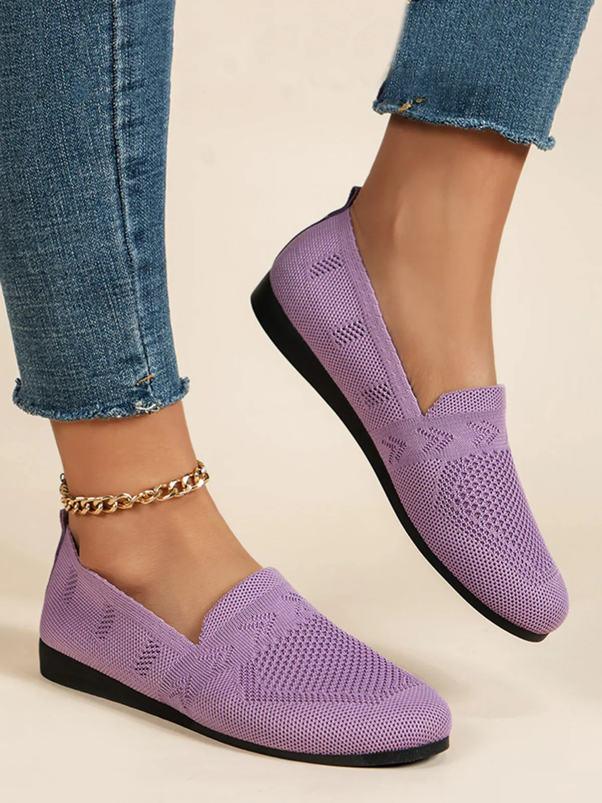 Olivia - Sandales en Maille Ademend Mocassins à Semelle Plate pour l'Été Idéales pour de Longues Promenades