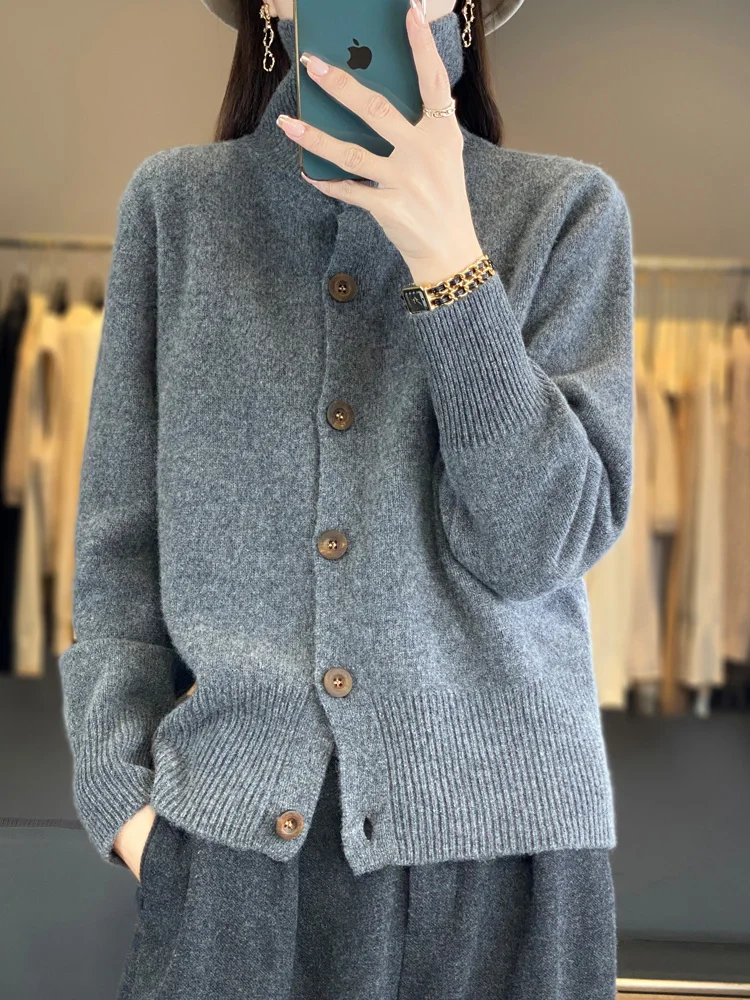 Emely - Cardigan Basique en 100% Laine Mérinos