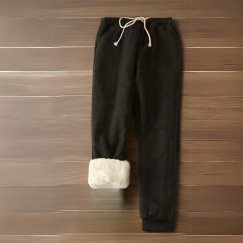 Ella - Pantalons de survêtement en molleton avec poignets en fourrure