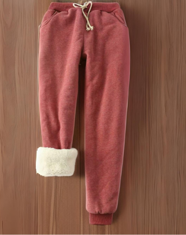 Ella - Pantalons de survêtement en molleton avec poignets en fourrure