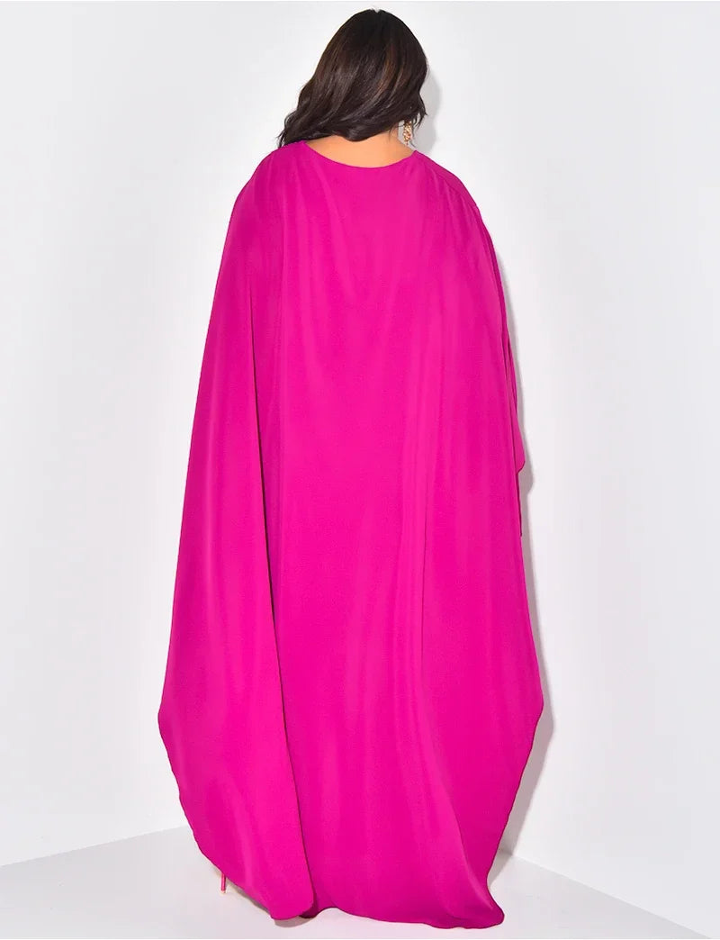 Ava - Robe maxi à manches cape