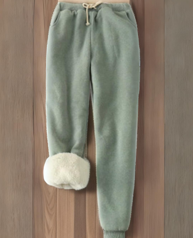 Ella - Pantalons de survêtement en molleton avec poignets en fourrure