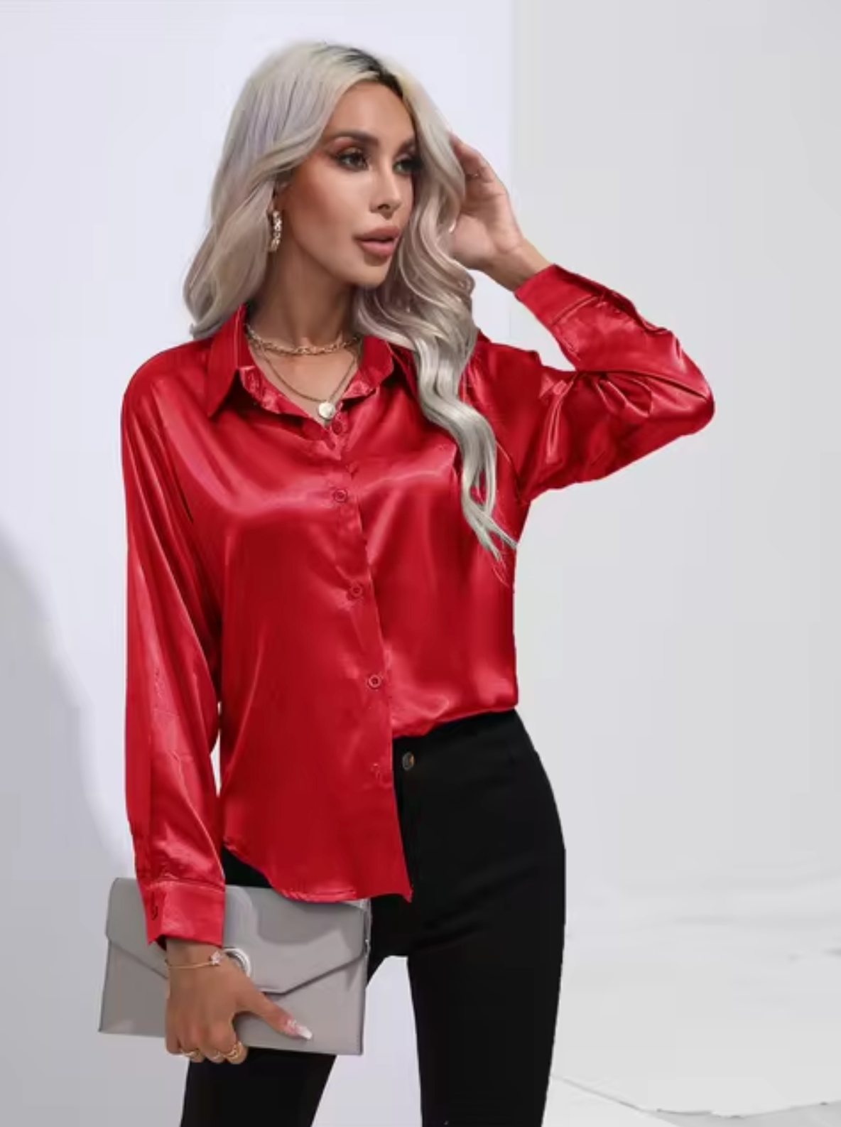Éléanor - Blouse en Satin à Manches Longues