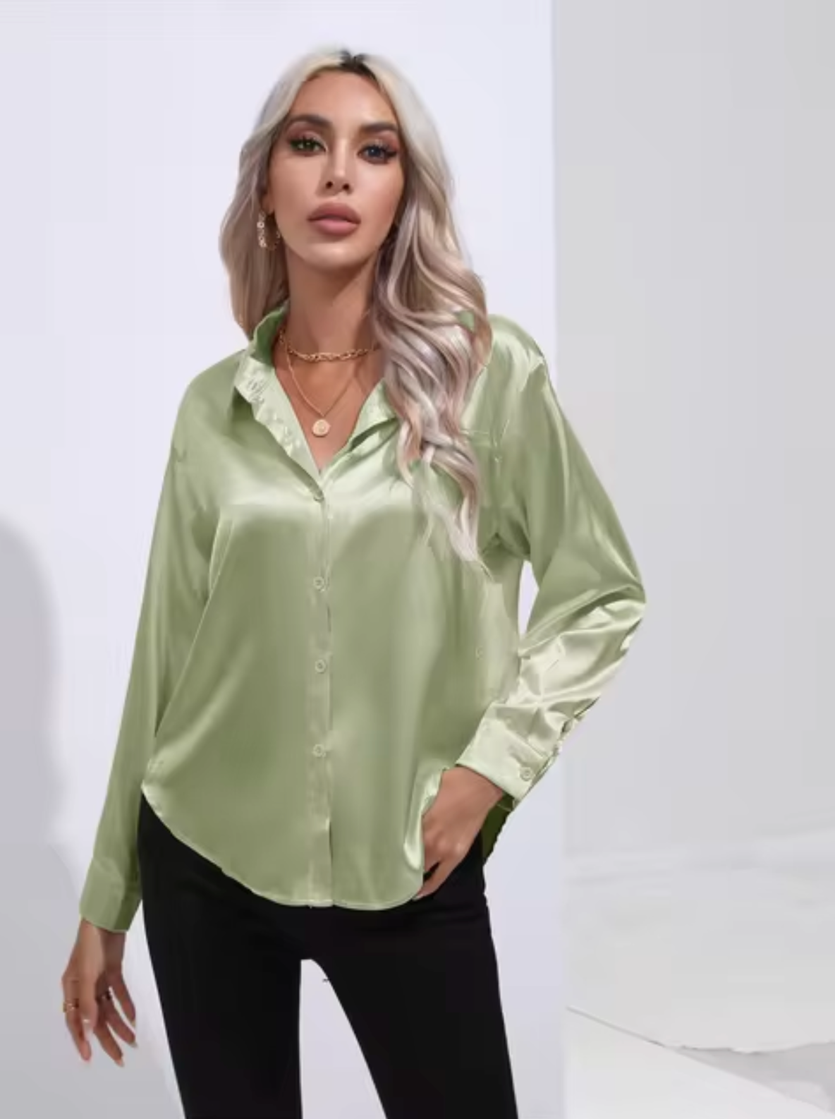 Éléanor - Blouse en Satin à Manches Longues