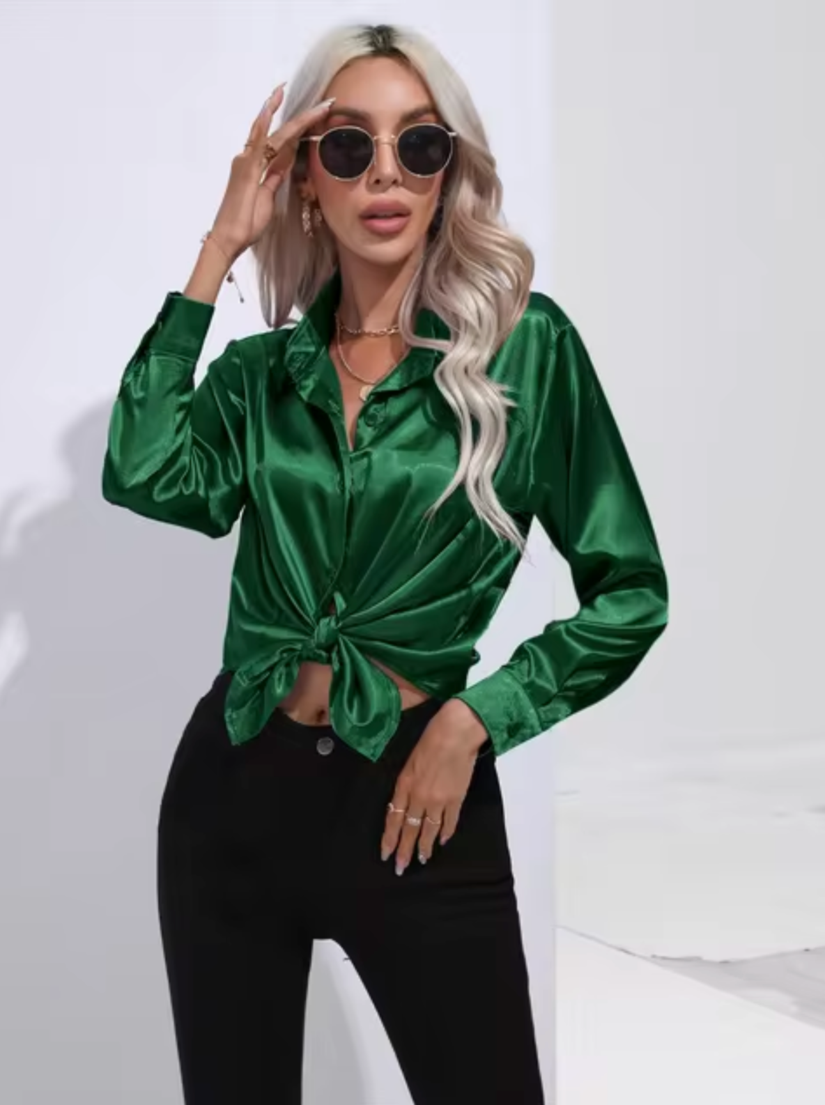 Éléanor - Blouse en Satin à Manches Longues