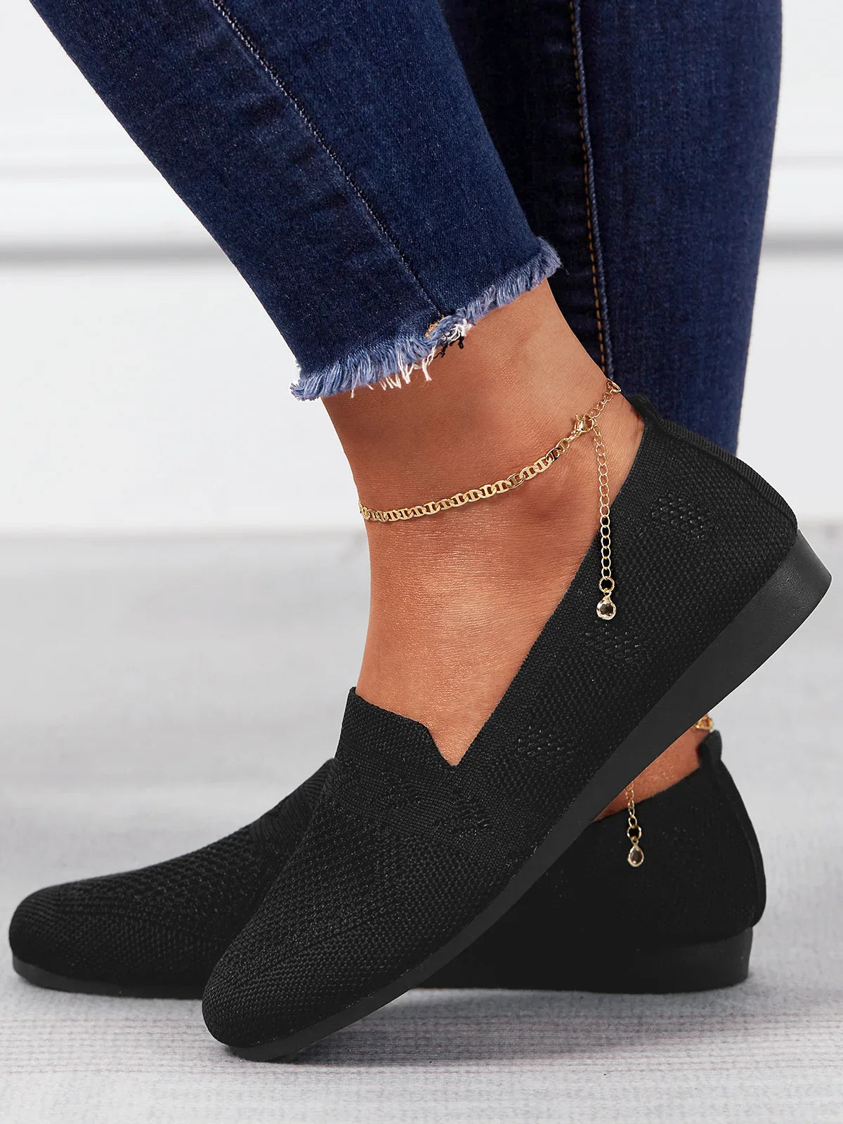Olivia - Sandales en Maille Ademend Mocassins à Semelle Plate pour l'Été Idéales pour de Longues Promenades