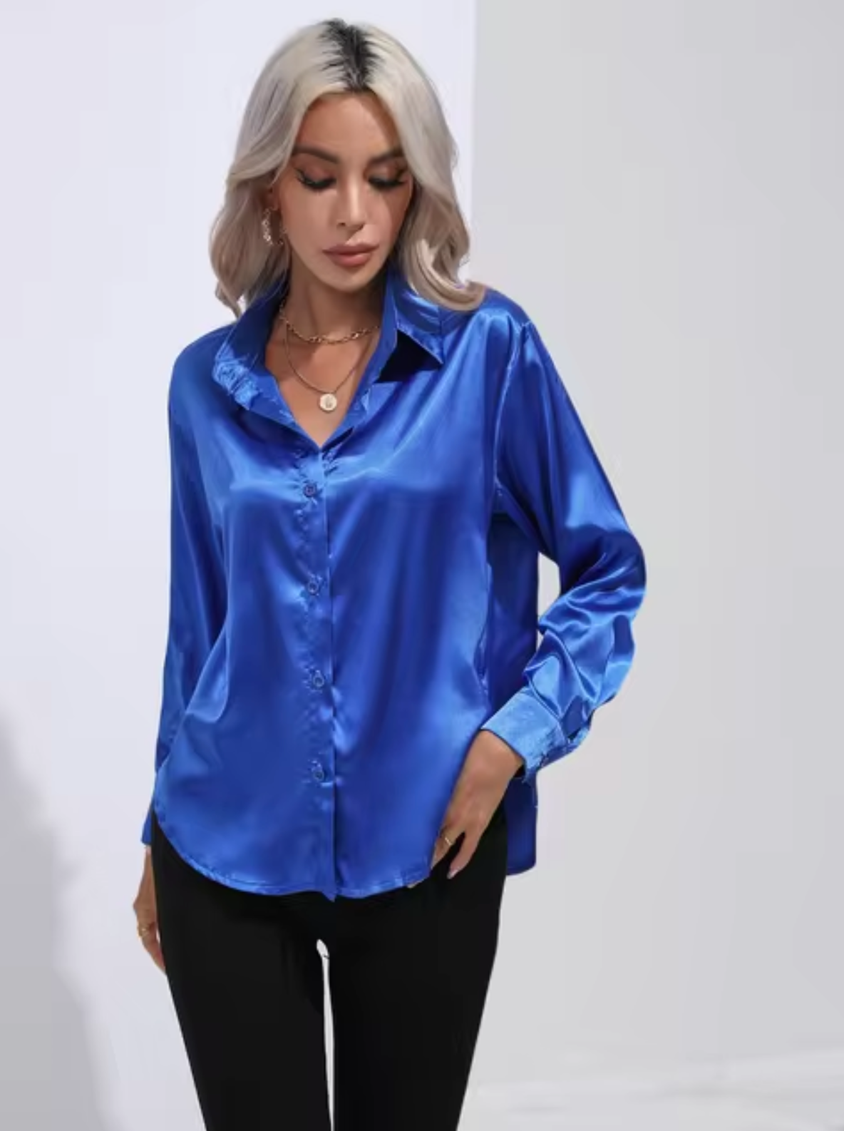 Éléanor - Blouse en Satin à Manches Longues