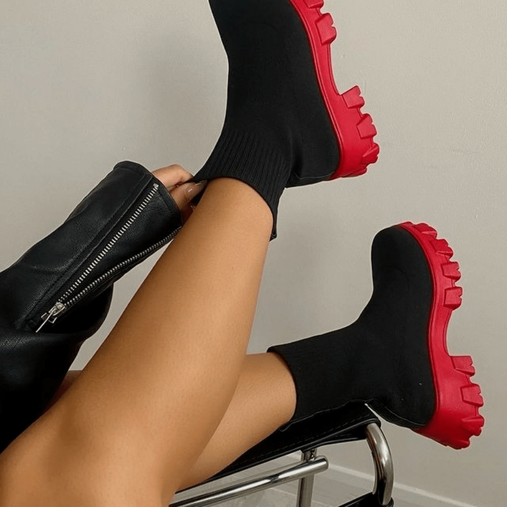 Inès - Bottines Stretch à Semelle Épaisse en Tissu