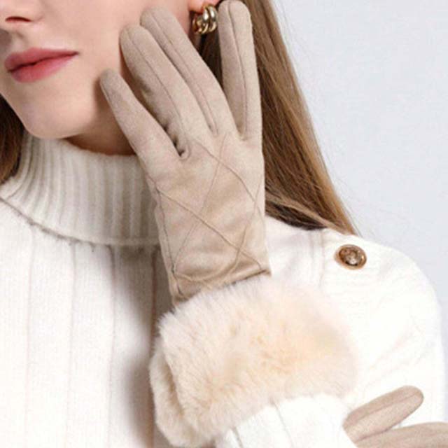 Thérèse - Gants en Suède Chic avec Poignet en Fourrure