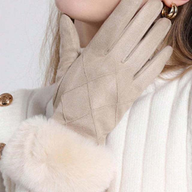 Thérèse - Gants en Suède Chic avec Poignet en Fourrure