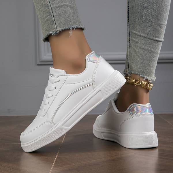 Sydney - Chaussures blanches avec détails dorés et argentés