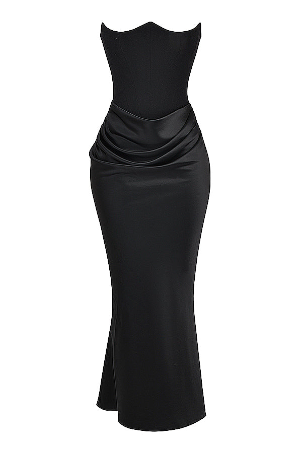 Olivia - Robe Maxi Bodycon Sans Bretelles avec Plis