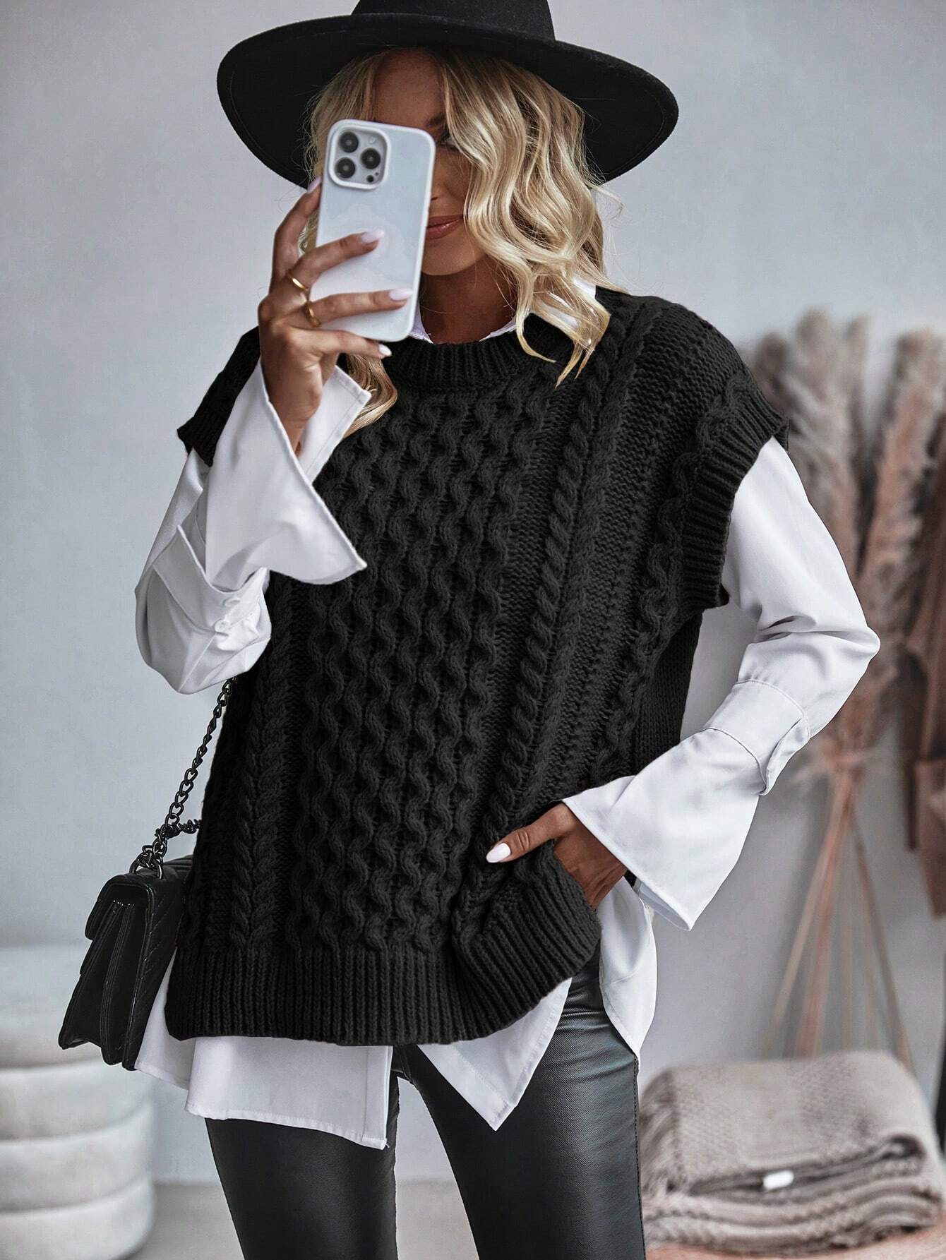 Jessamine - Gilet en tricot torsadé sans chemisier