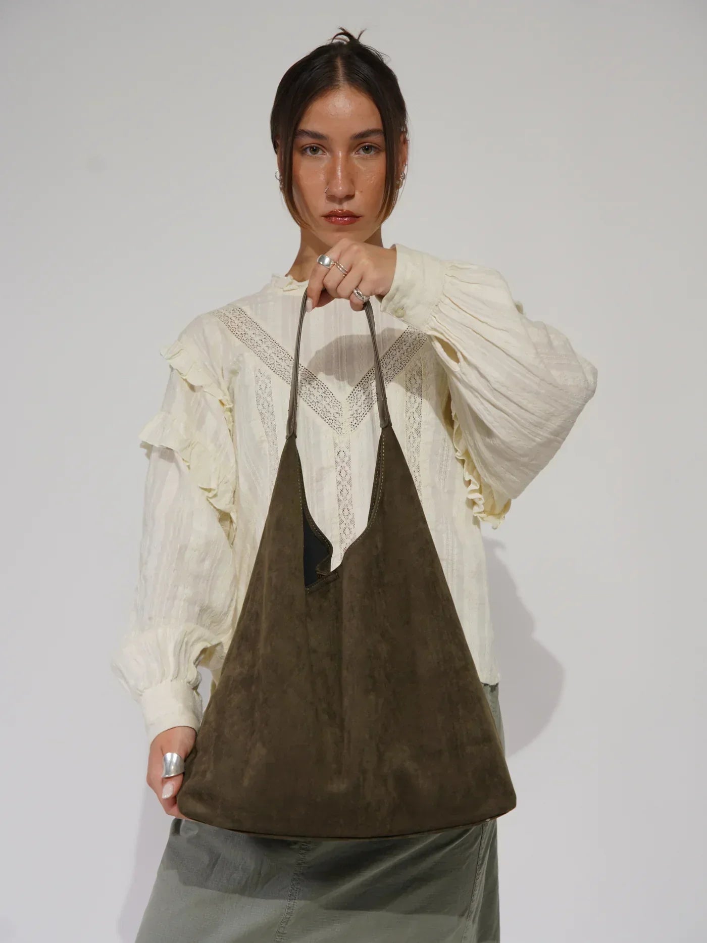 Inès - Sac à Épaule en Daim Doux