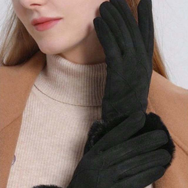 Thérèse - Gants en Suède Chic avec Poignet en Fourrure