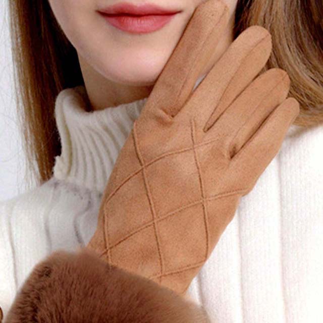 Thérèse - Gants en Suède Chic avec Poignet en Fourrure