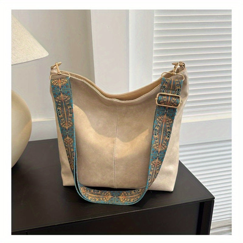 Zora - Sac bandoulière spacieux bohème chic avec design abstrait bandoulière et simili cuir