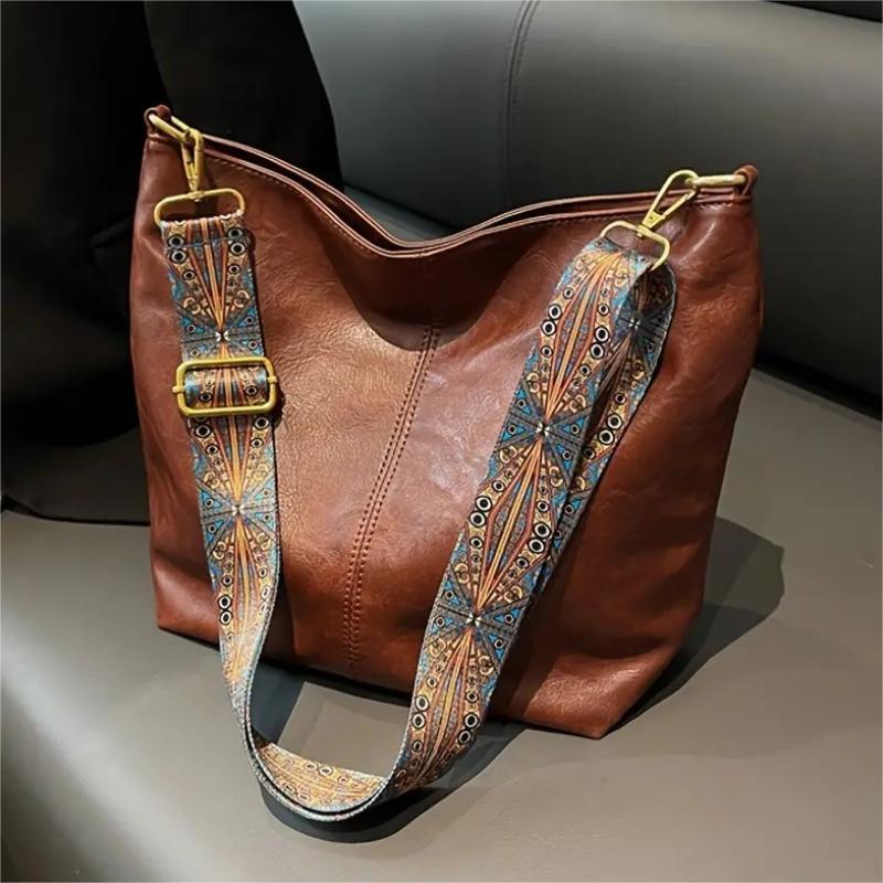 Zora - Sac bandoulière spacieux bohème chic avec design abstrait bandoulière et simili cuir