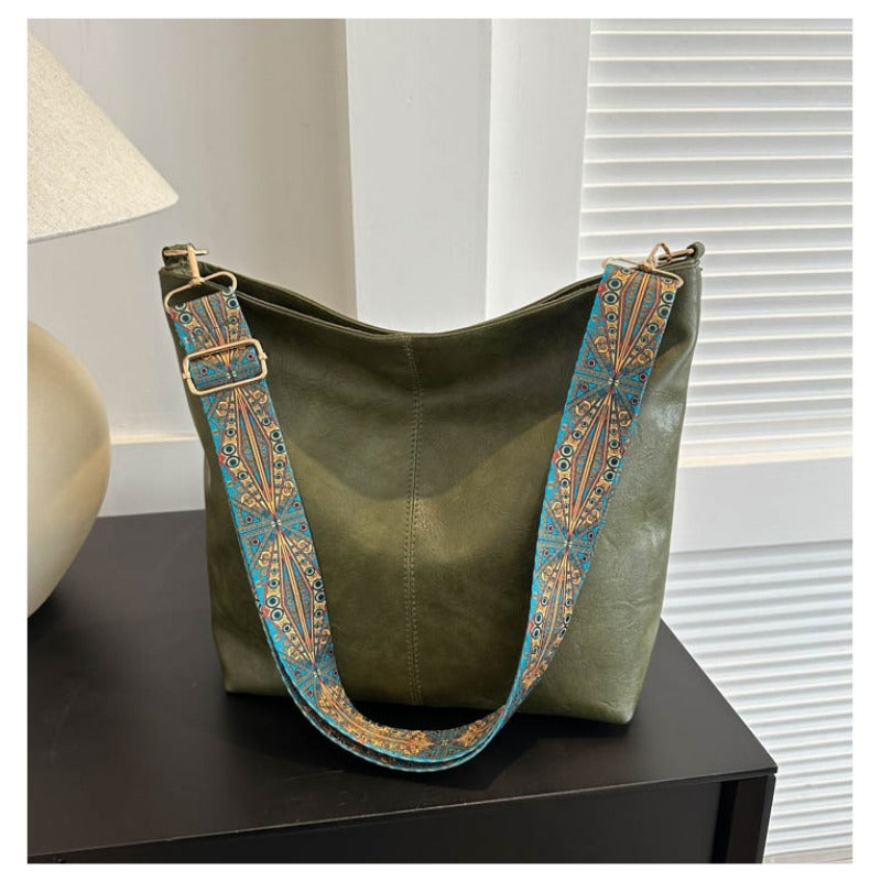 Zora - Sac bandoulière spacieux bohème chic avec design abstrait bandoulière et simili cuir
