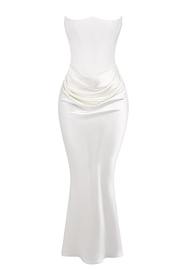 Olivia - Robe Maxi Bodycon Sans Bretelles avec Plis