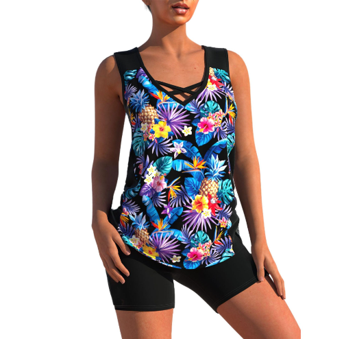 Selena - Ensemble Tankini à Imprimé Géométrique