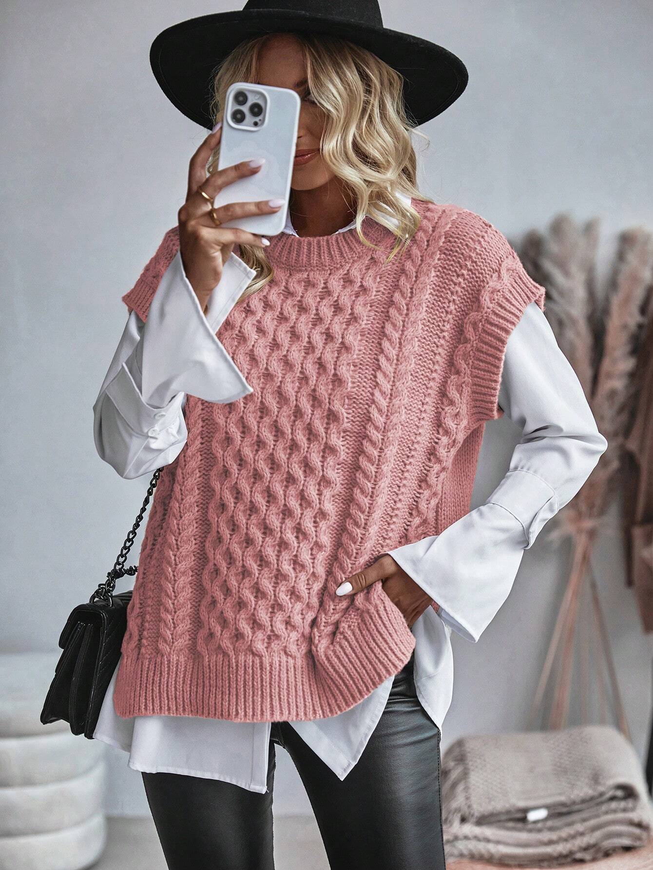 Jessamine - Gilet en tricot torsadé sans chemisier