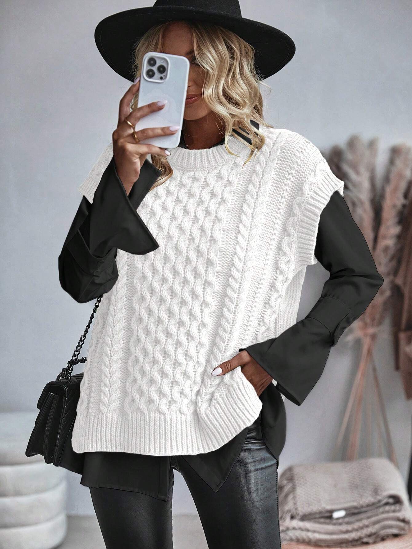 Jessamine - Gilet en tricot torsadé sans chemisier