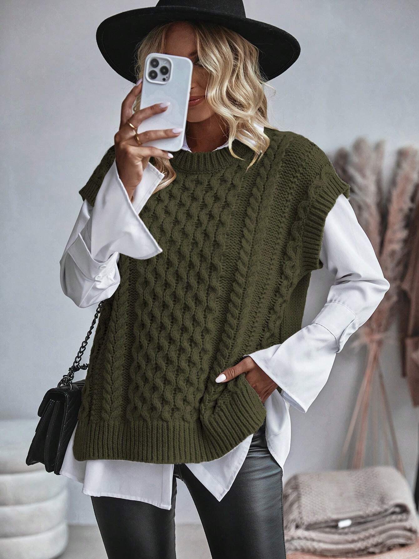 Jessamine - Gilet en tricot torsadé sans chemisier