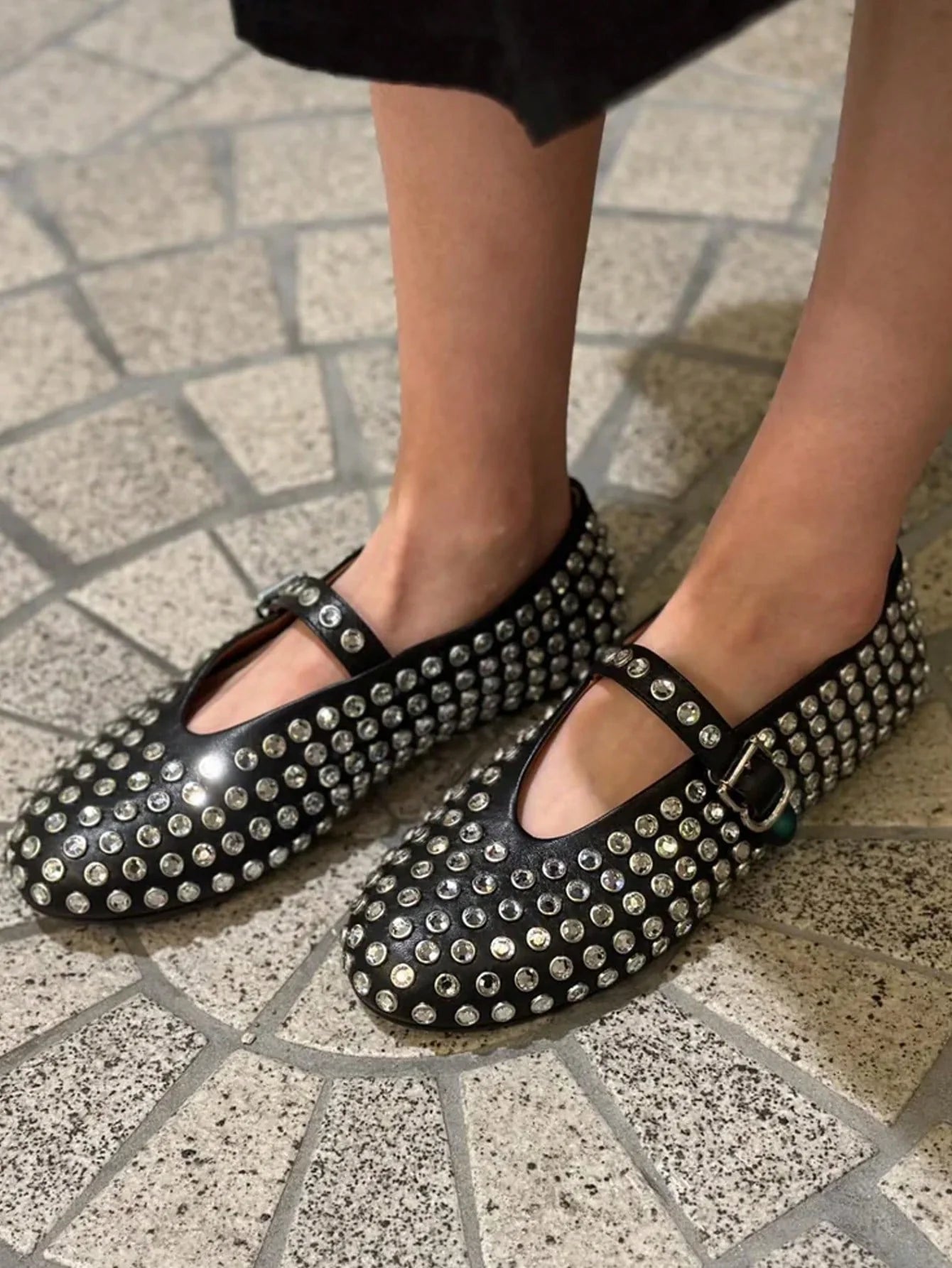 Sophie - Ballerines pour femmes avec strass et fermeture à boucle