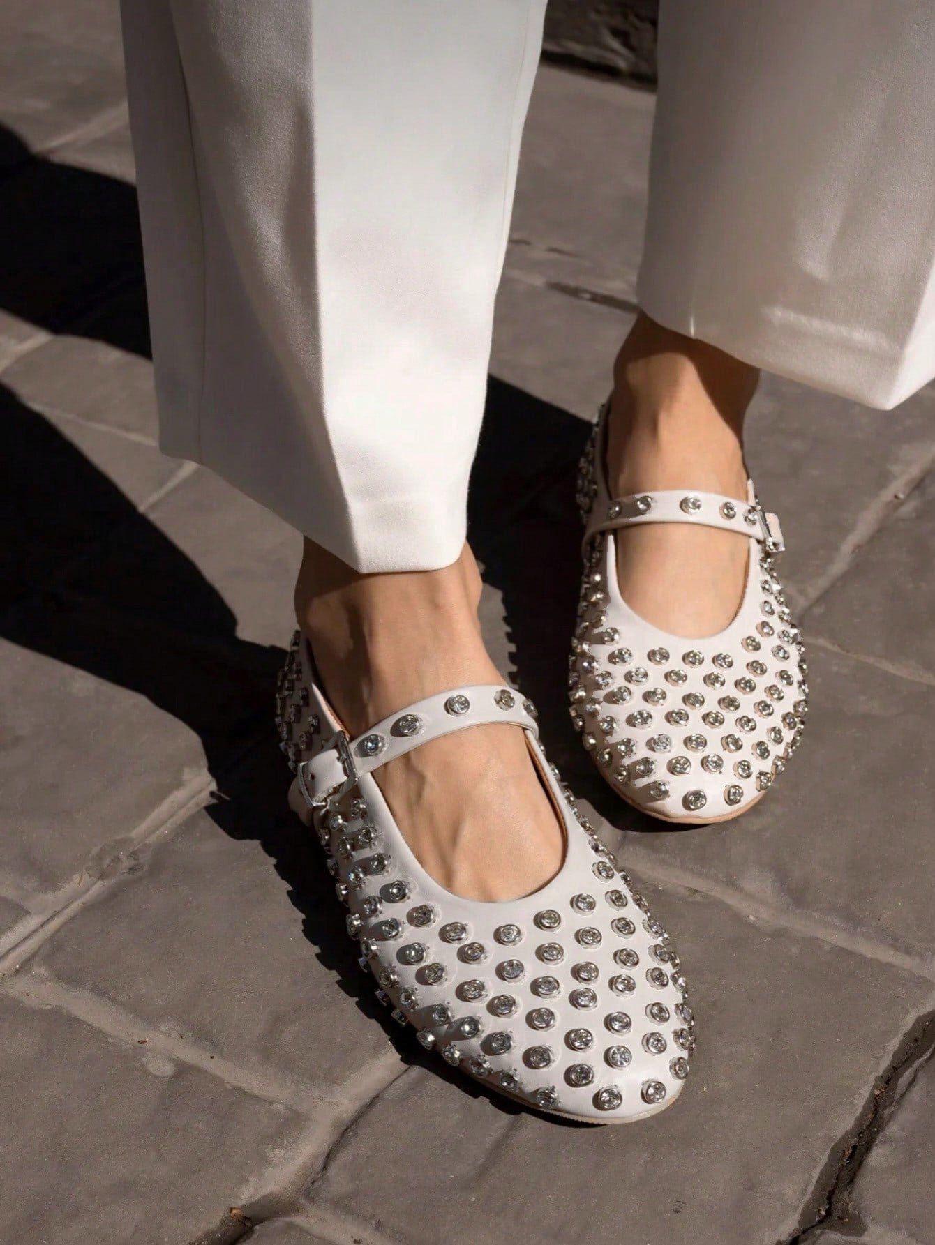 Sophie - Ballerines pour femmes avec strass et fermeture à boucle