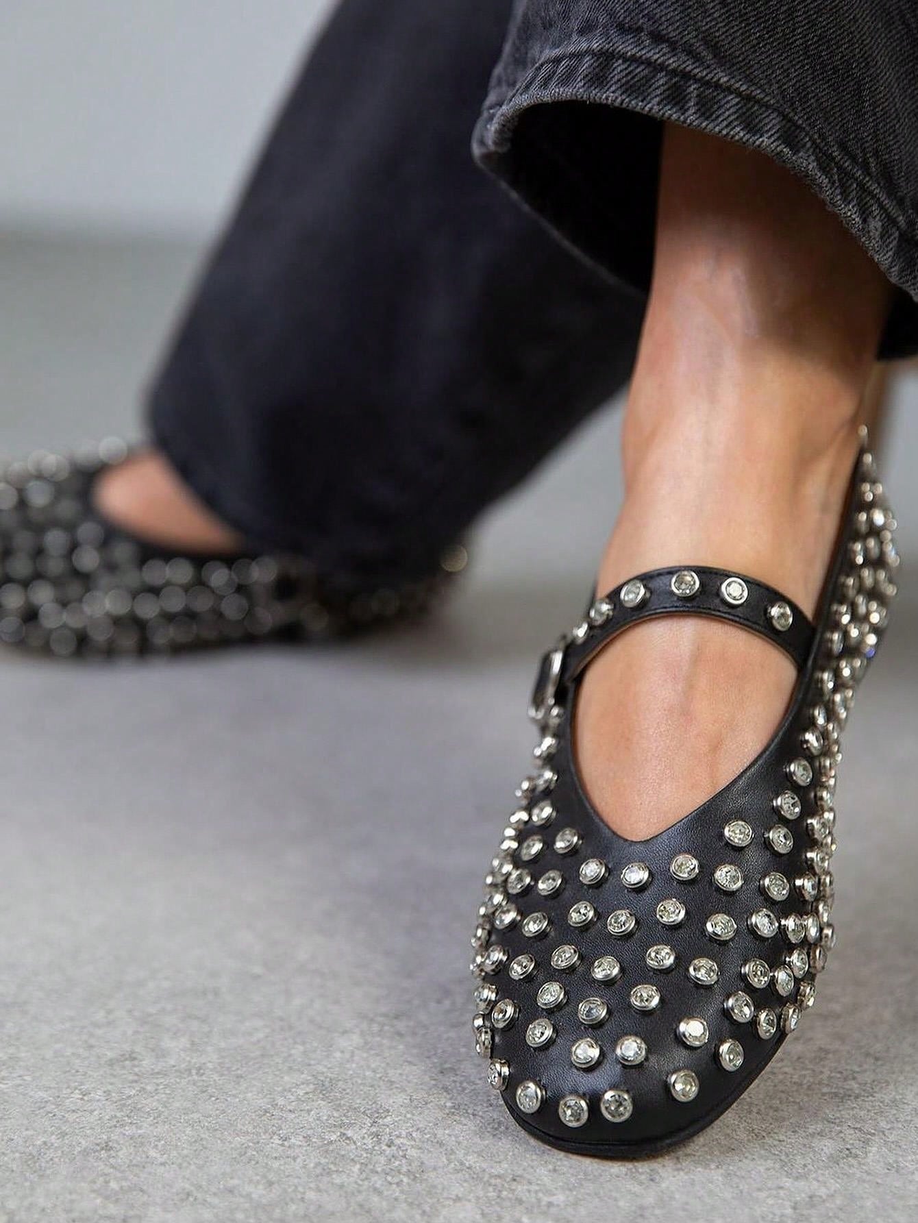 Sophie - Ballerines pour femmes avec strass et fermeture à boucle
