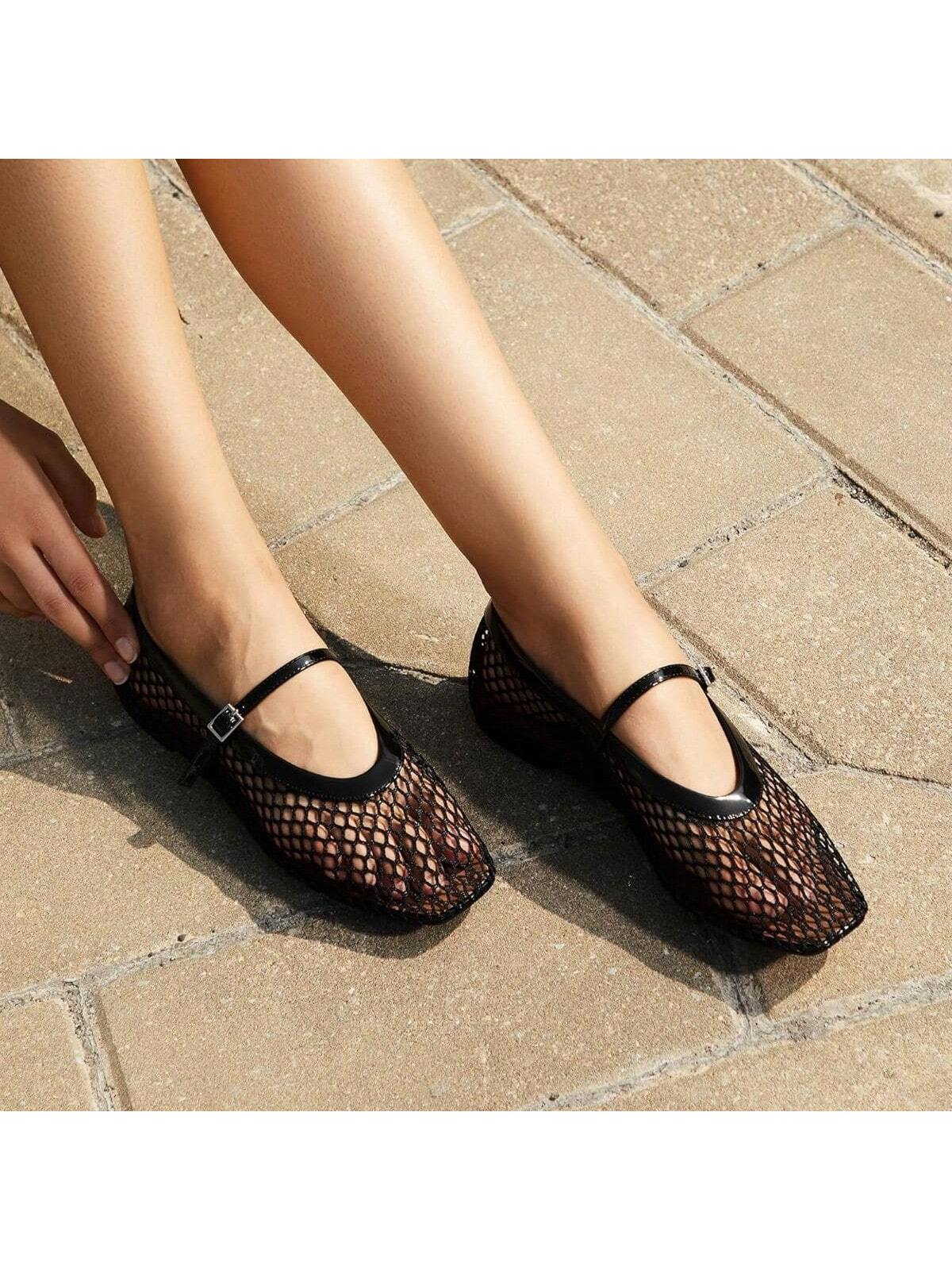 Camille - Ballerines en maille Ademend pour femmes avec fermeture à boucle