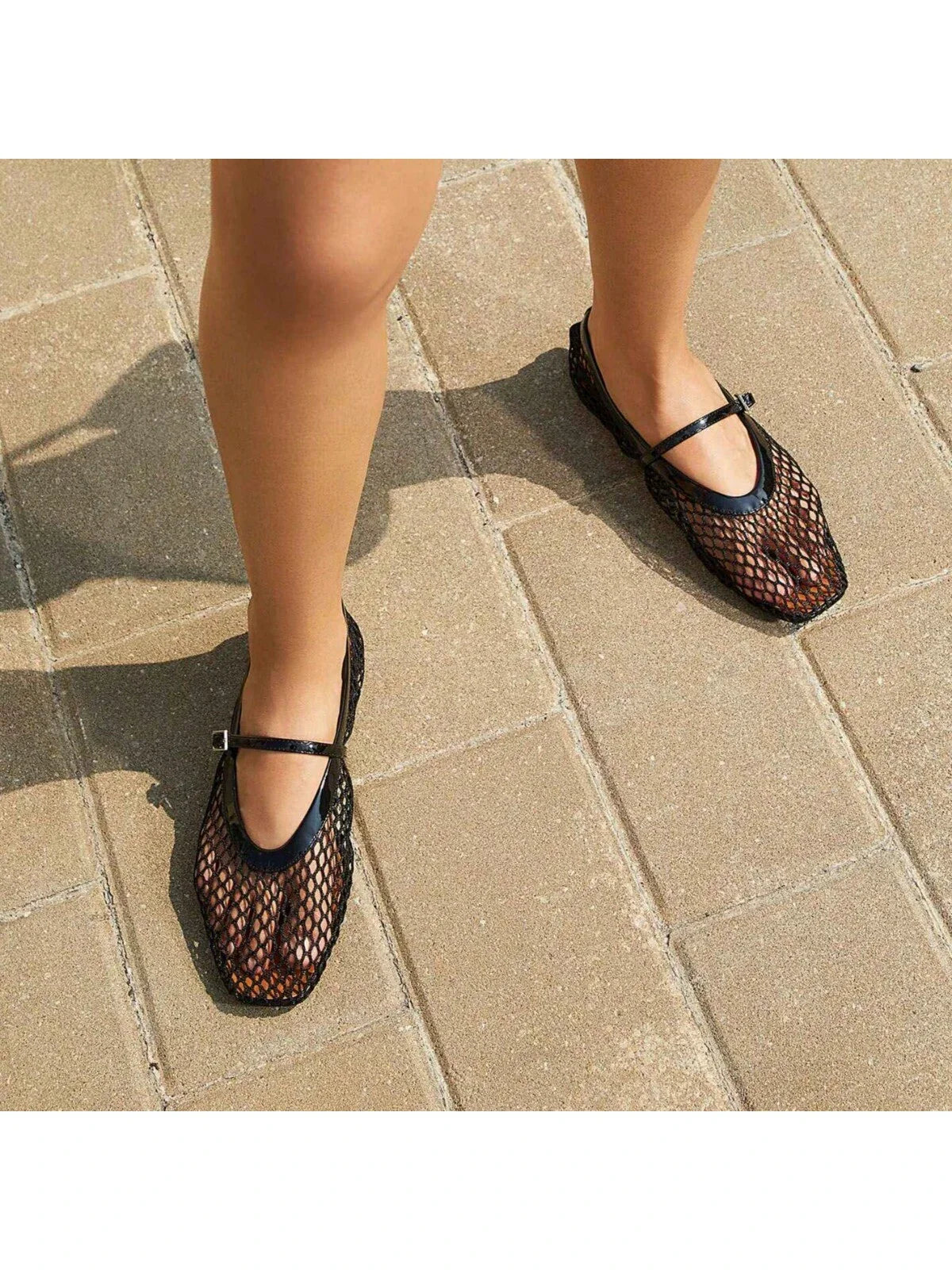 Camille - Ballerines en maille Ademend pour femmes avec fermeture à boucle
