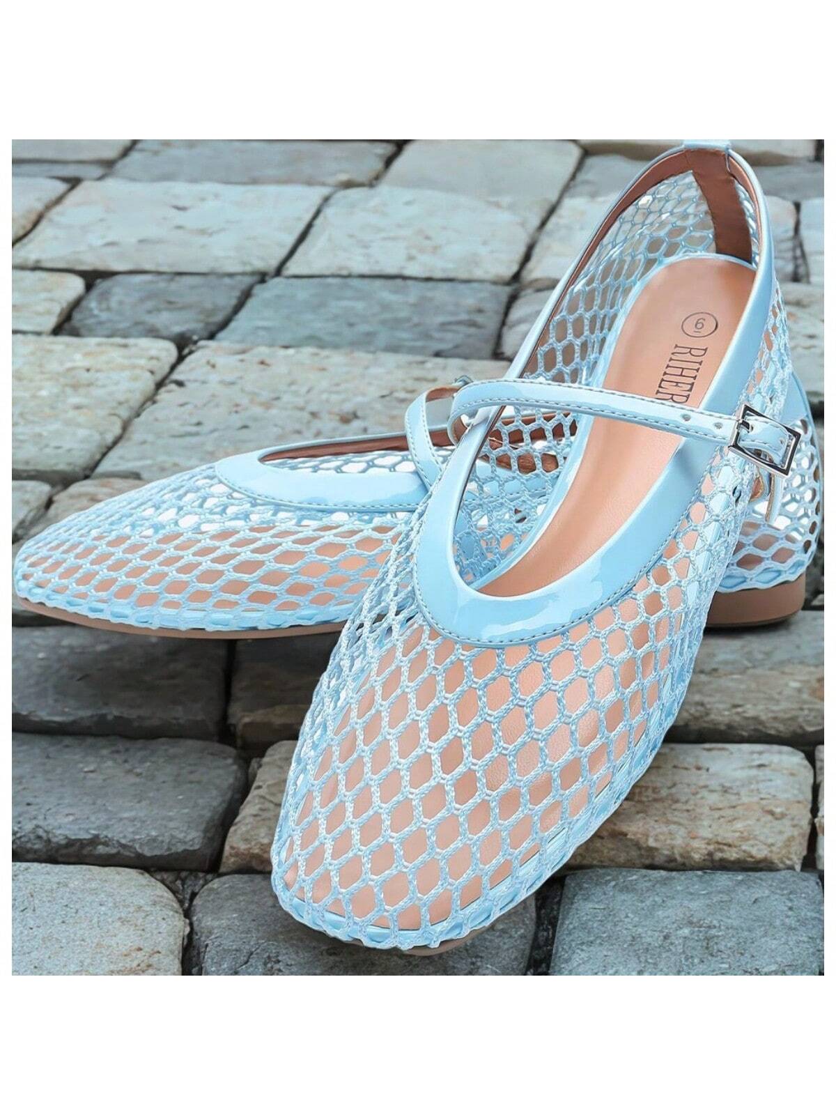Camille - Ballerines en maille Ademend pour femmes avec fermeture à boucle