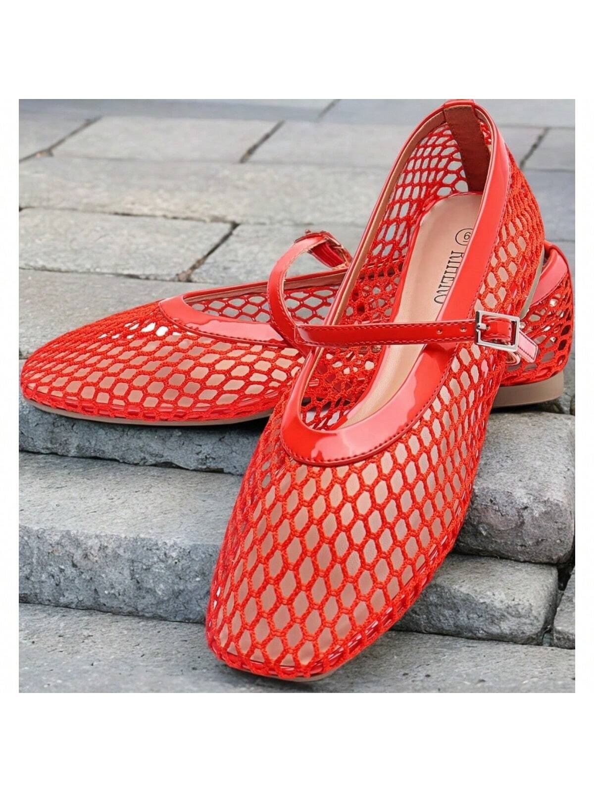 Camille - Ballerines en maille Ademend pour femmes avec fermeture à boucle