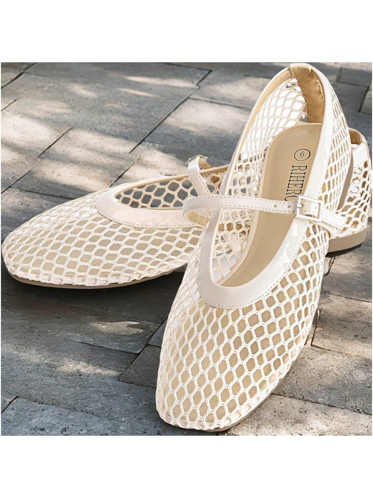 Camille - Ballerines en maille Ademend pour femmes avec fermeture à boucle