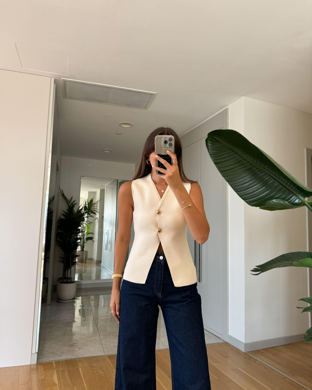 Lily - Gilet Tricoté Sans Manches à Boutons