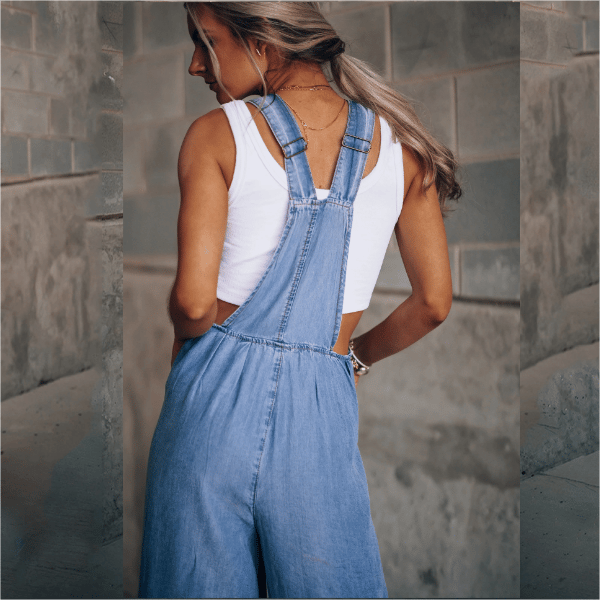 Ava - Salopette en Jean à Jambes Évasées