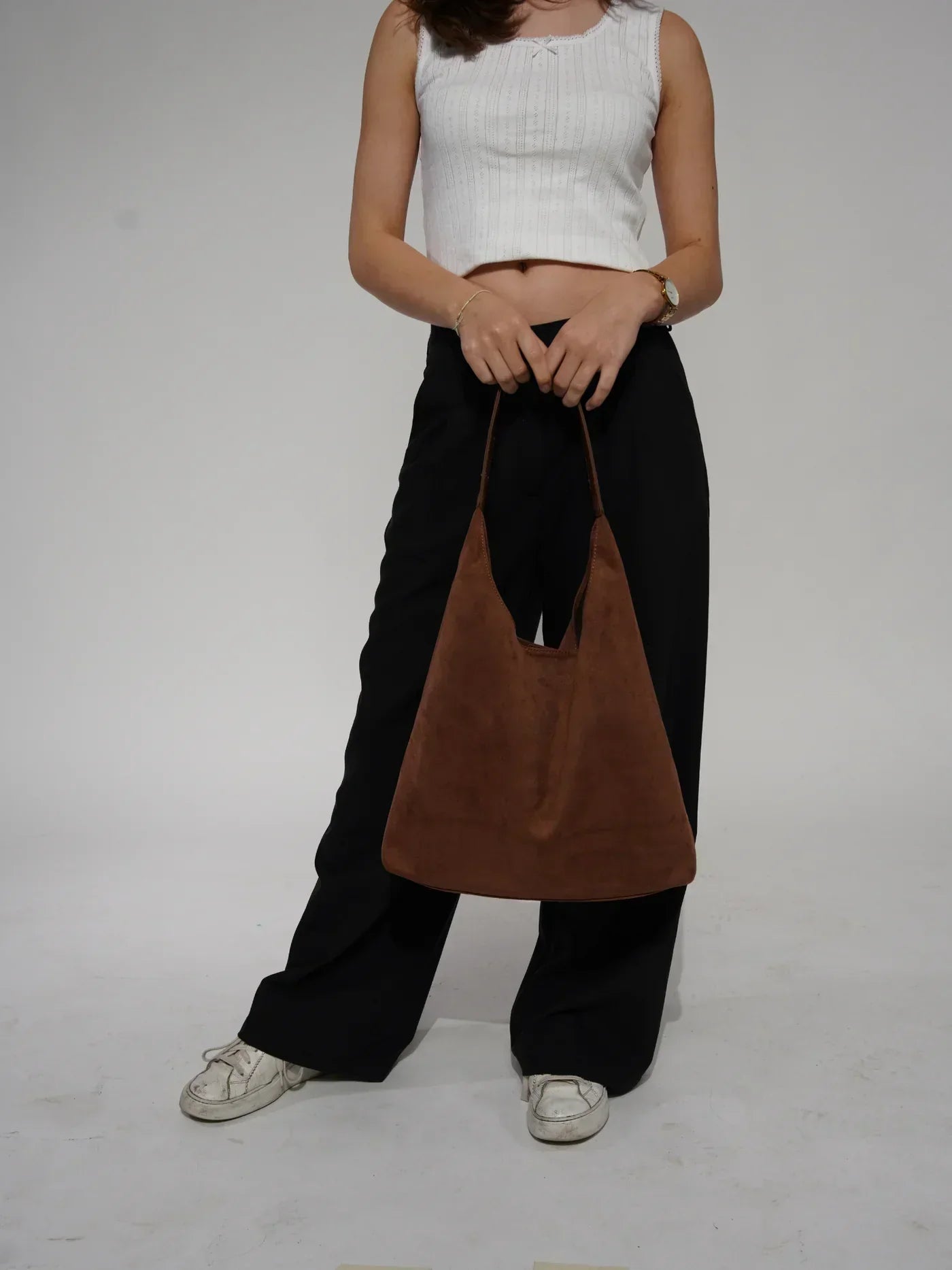 Inès - Sac à Épaule en Daim Doux