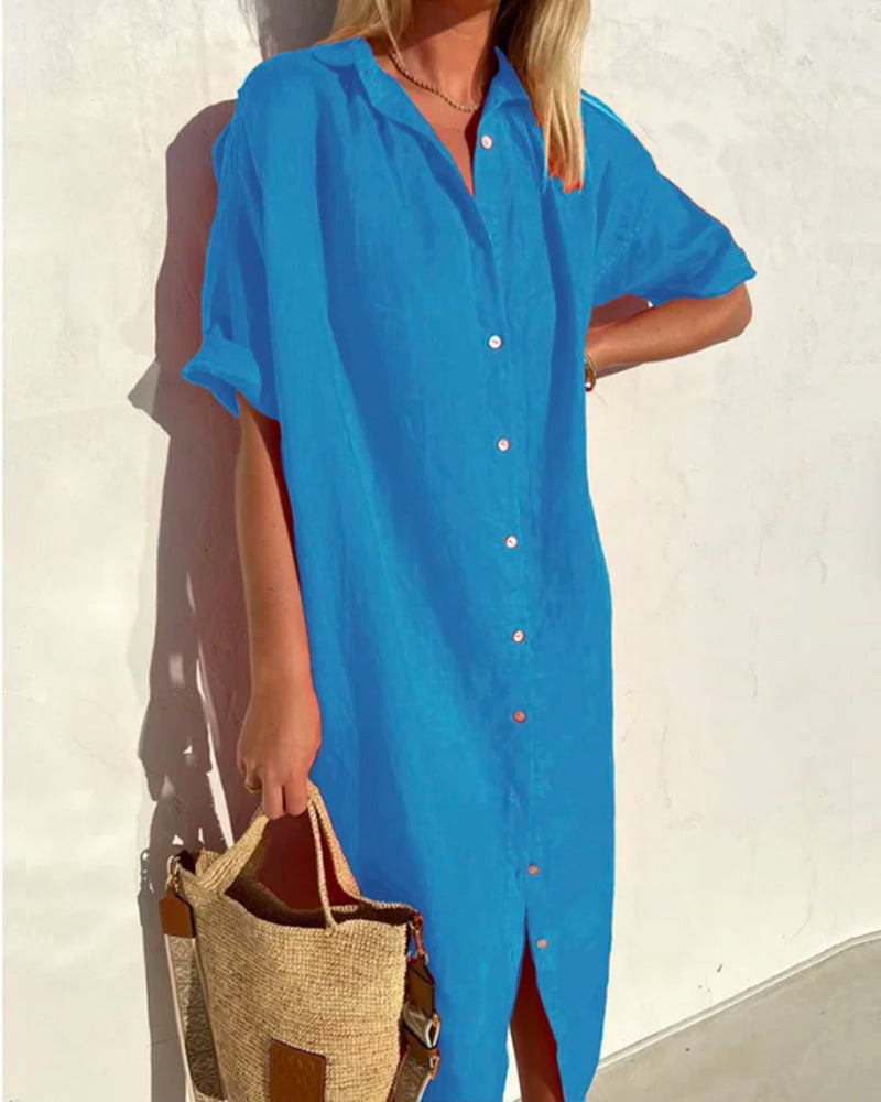 Isabella - Robe Chemise en Lin Boutonnée