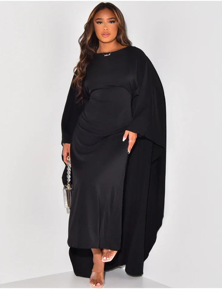 Ava - Robe maxi à manches cape