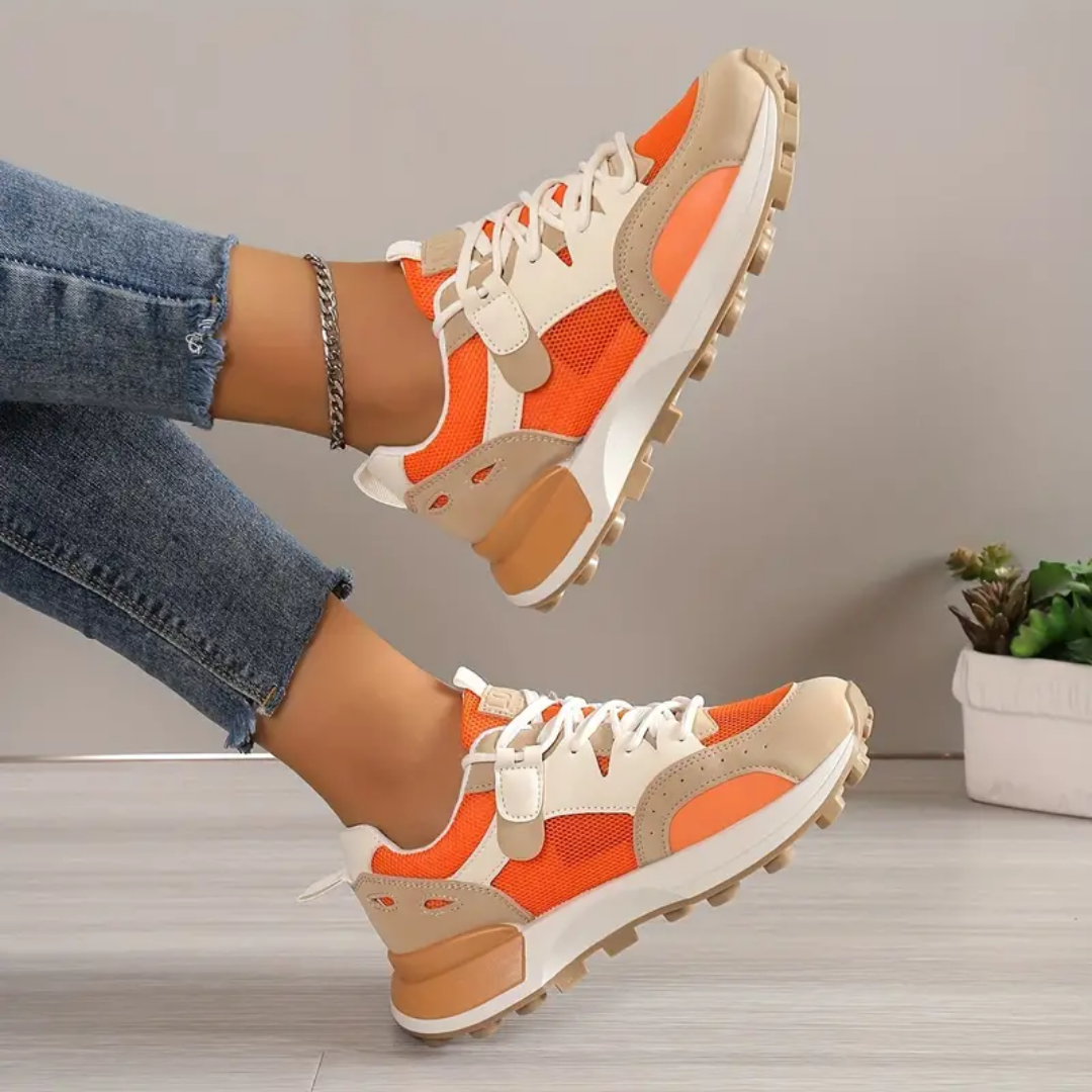 Ethan - Sneakers Sportives Orange et Beige