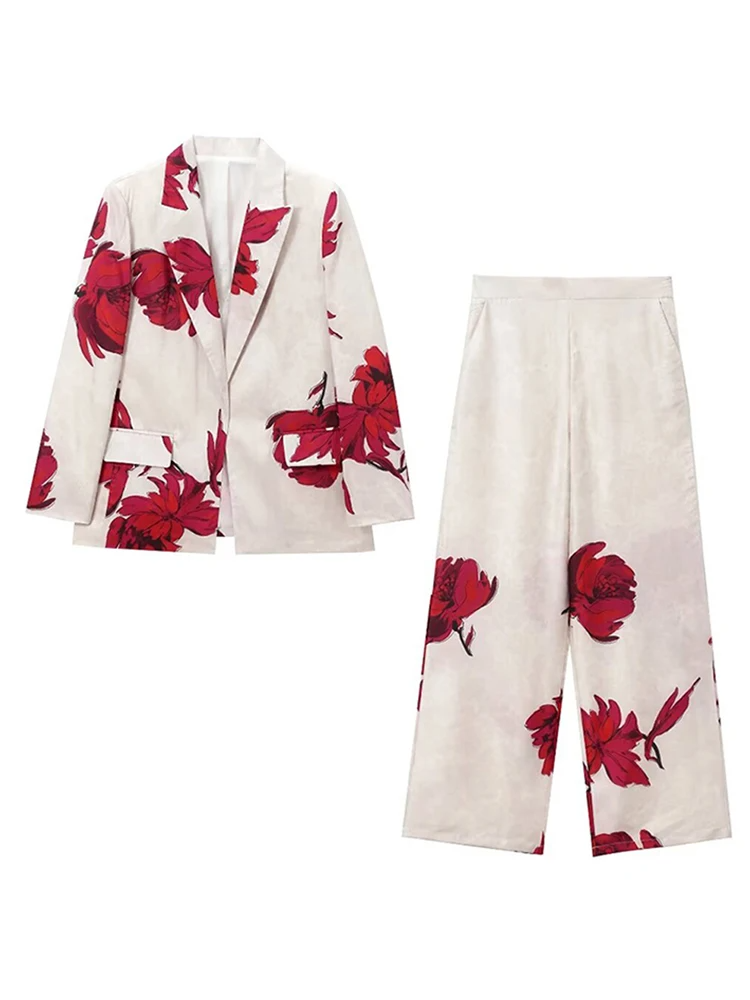 Sophia - Ensemble blazer et pantalon à imprimé floral
