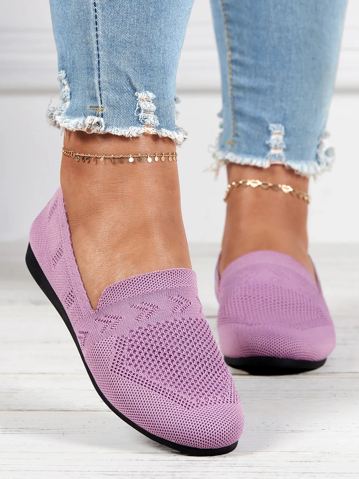 Olivia - Sandales en Maille Ademend Mocassins à Semelle Plate pour l'Été Idéales pour de Longues Promenades